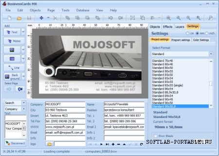 MojoSoft BusinessCards MX 5.0 Portable